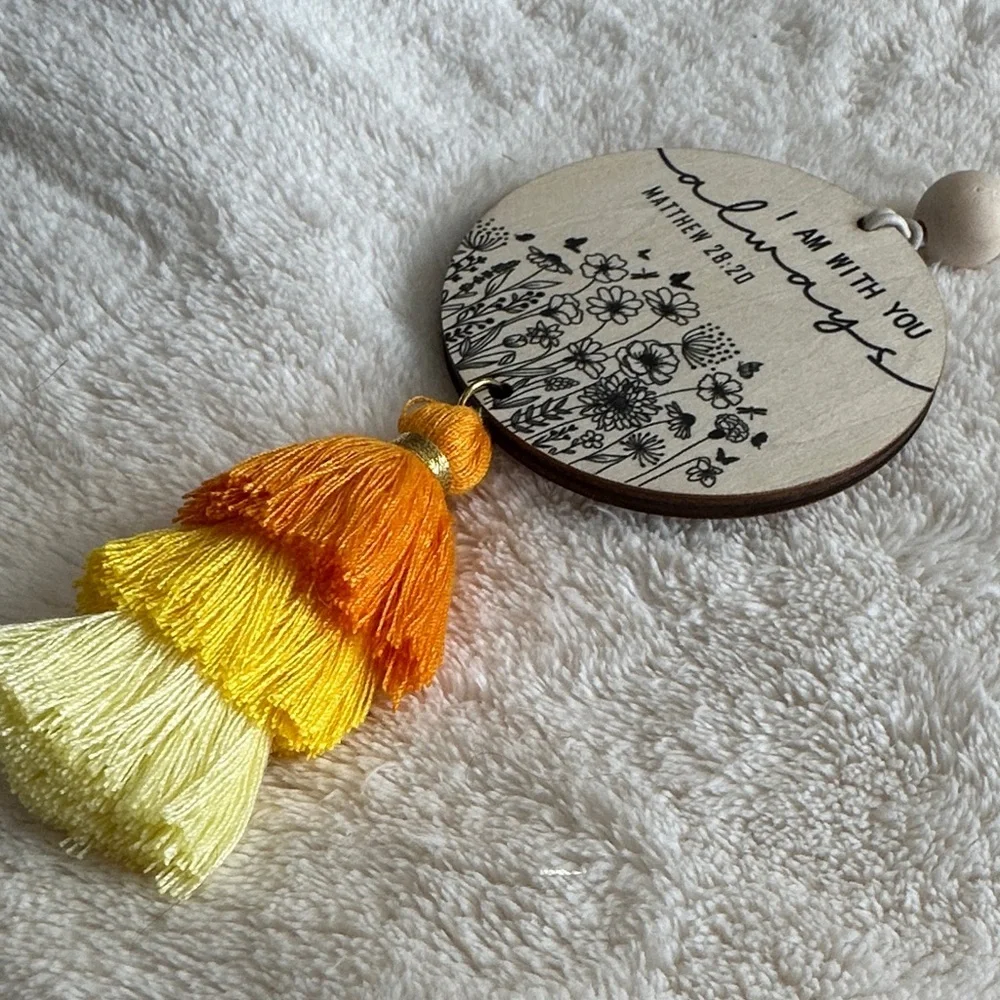 Inspirational Scripture Rear View Mirror Hanging Daily Inspiration with Tassels